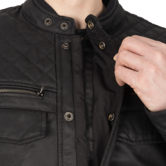 Oxford Hardy 2.0 Wax Erkek Deri Motosiklet Ceketi - Siyah - TM250401