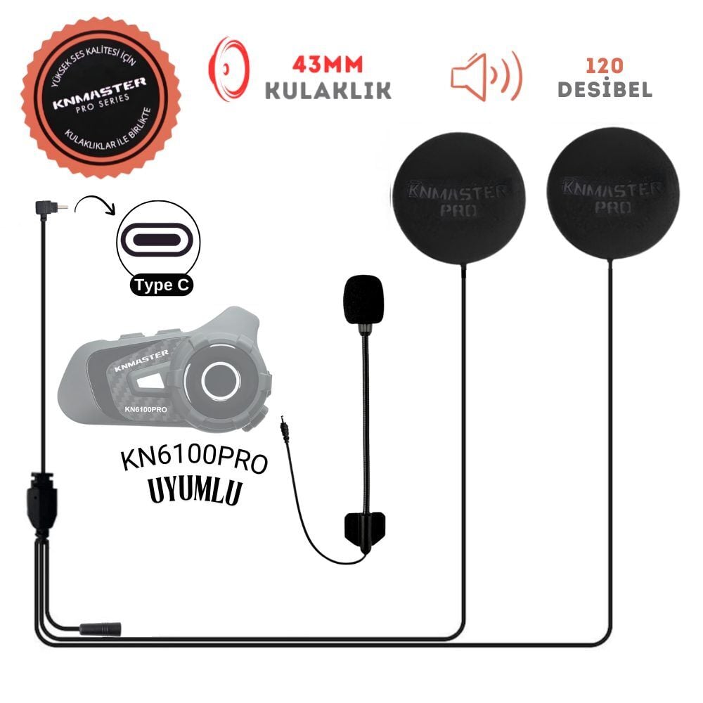 KN Master KN6100 PRO Açık Kask Kulaklık Seti