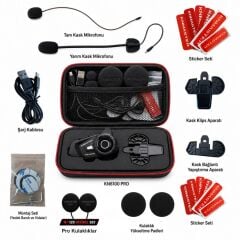 KN Master KN6100 PRO Motosiklet Kask İnterkom Bluetooth Kulaklık Seti Karbon Siyah