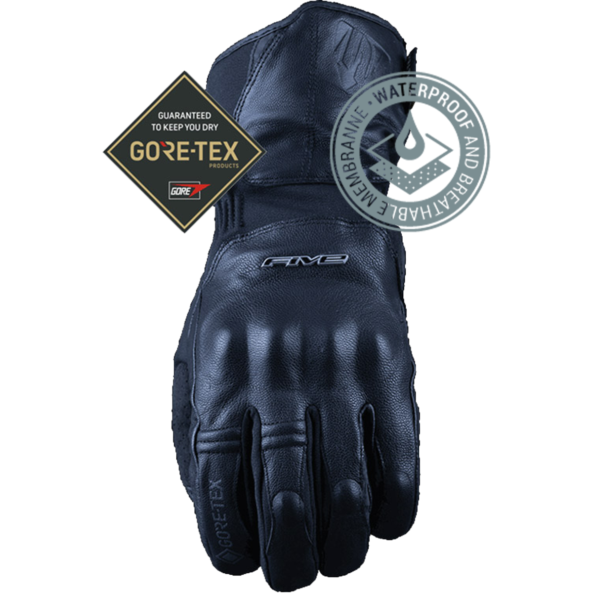 Five Gloves WFX Skin GTX - Siyah Su Geçirmez Kışlık Korumalı Deri Eldiven