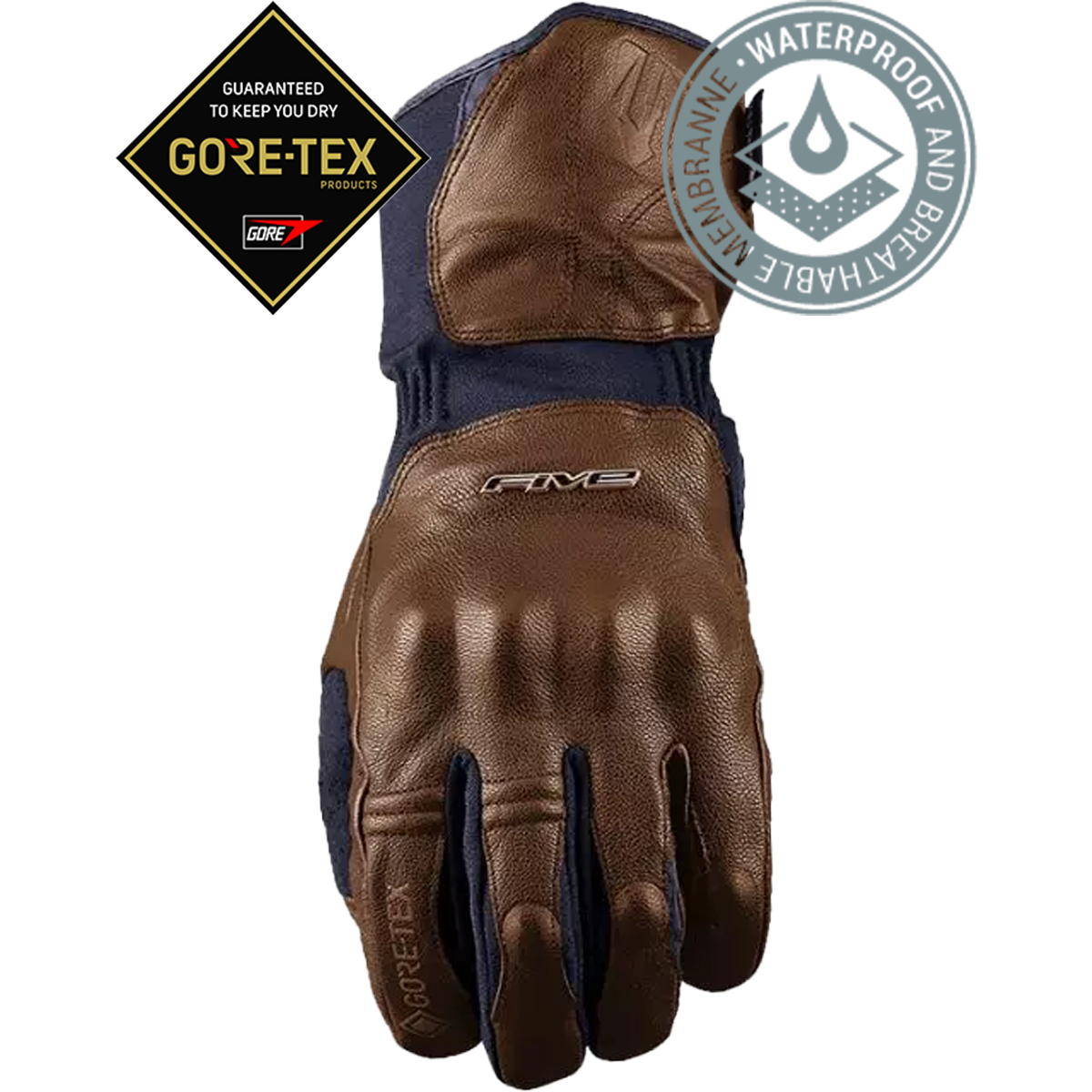 Five Gloves WFX Skin GTX - Kahverengi Su Geçirmez Kışlık Korumalı Deri Eldiven