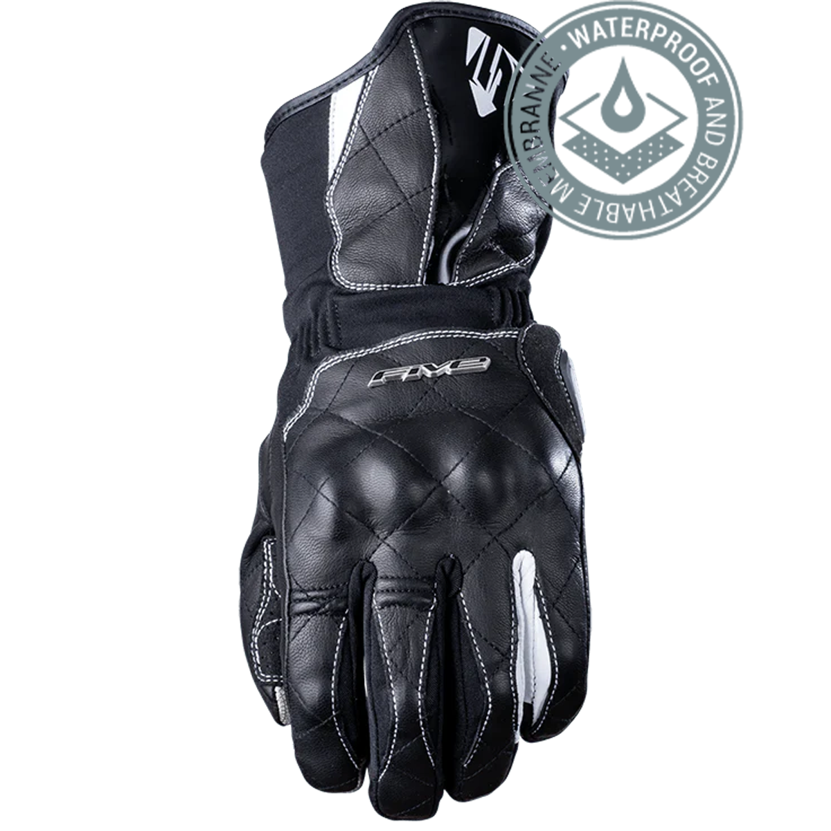 Five Gloves WFX Skin GTX - Siyah/Beyaz Su Geçirmez Kışlık Korumalı Kadın Deri Eldiven