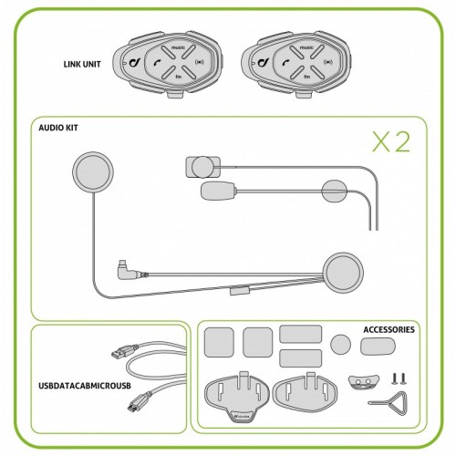INTERPHONE LINK TP BLUETOOTH INTERCOM ÇİFTLİ PAKET